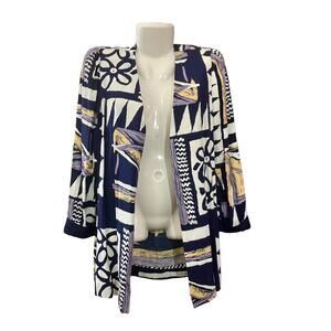 Peri Petites Women's Artsy Long Sleeve Open Front Blazer | Size 8 VINTAGE 80s